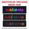 Multicolour Welcome Neon sign board  (6 inch by 10 inch) glow Neon light wall Signboards LED sign boards for Shop restaurant room decoration. 