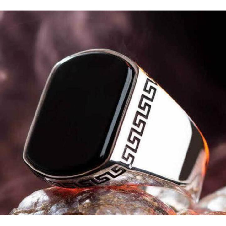 Pack of 2 Rings _2pc Black & Silver Titanium Men's Ring Never Fade Band Ring For Boys & Girls