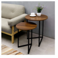 Prime Pickz Modern Minimalistic Nesting Table Set with V Shape Metal Frame | White, Black, Brown, Beige Tops. 
