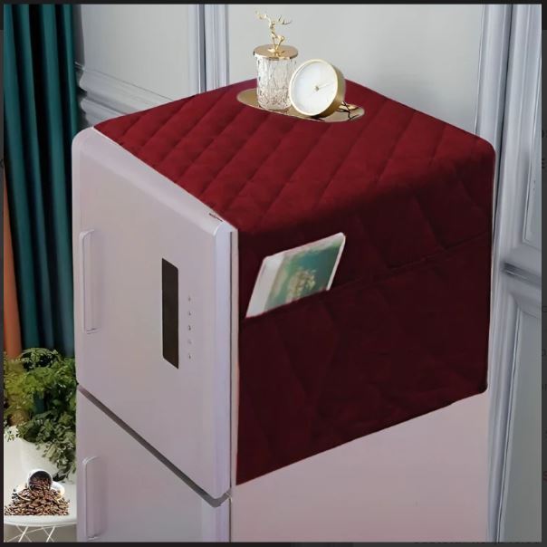 Cotton Quilted Fridge cover with Multi-Purpose Side Pockets