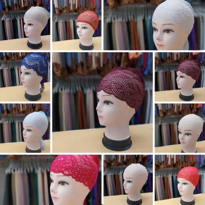 Pack of Lace bands net cap for girls HIjab caps hijab caps for stylish girls and women