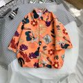 elegantstunning Summer Men Loose Tops Trendy Sunflower Printing Hawaii Couple Beach Shirt Casual Loose Cardigan T-shirt. 