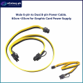 PCIE Male 6-pin to Dual 8-pin (6+2) Male Power Cable 60cm +20cm for Graphic Card Power Supply. 
