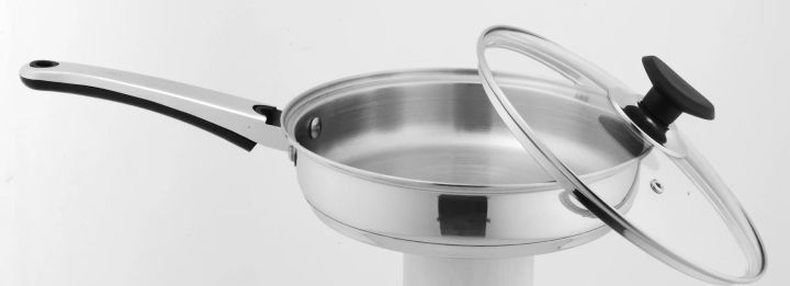 sonex%20Fry%20pan%20with%20glass%20lid%20Stainless%20Steel%20double%20Bottom%20Heavy%20guage%20all%20sizes%20mention%20-%20Image%204
