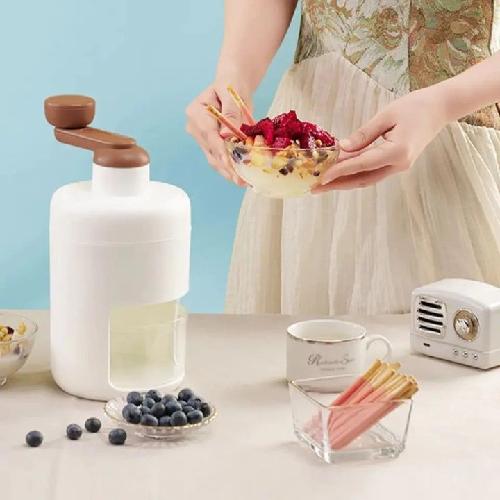 FRAKIN Ice Machine Snow Cone Machine,Manual Portable Ice Crusher with Free Ice Cube Trays Slushie Machine Hand Crank Ice Crusher Shaved Ice Machine Ice Blender for Drinks Ice Cream Snowcone