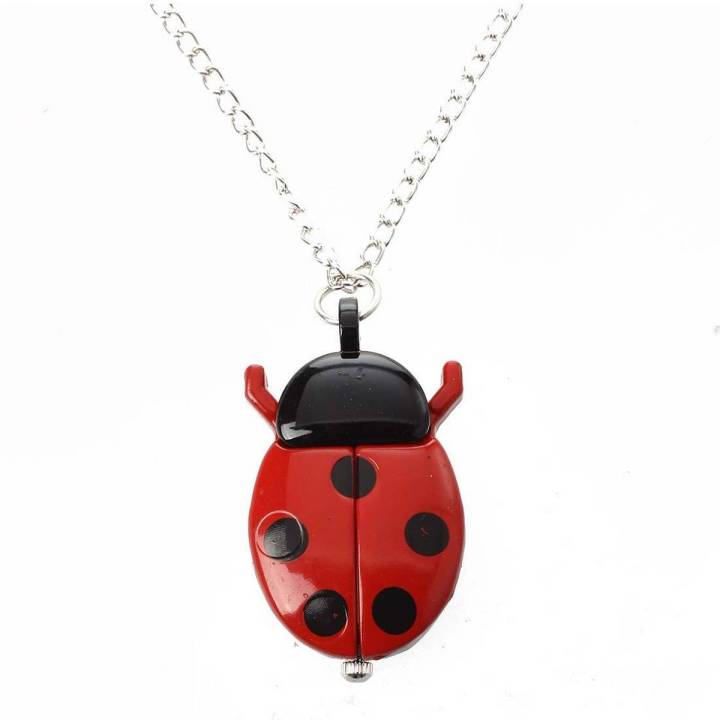 Red Ladybug Necklace Pendant Clock Watch HOT