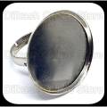 5 Pieces - Jewelry Rings Base – 1 Inch Round Ring Base with Border – Silver. 