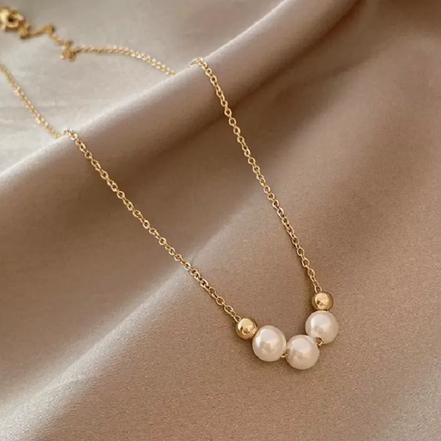 Gold Necklace Traditional Korean Necklace Pearls Necklace