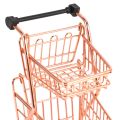2X Mini Double Layers Shopping Cart Model Wrought Iron Supermarket Trolley Metal Rose Gold Storage Basket Rose Gold. 