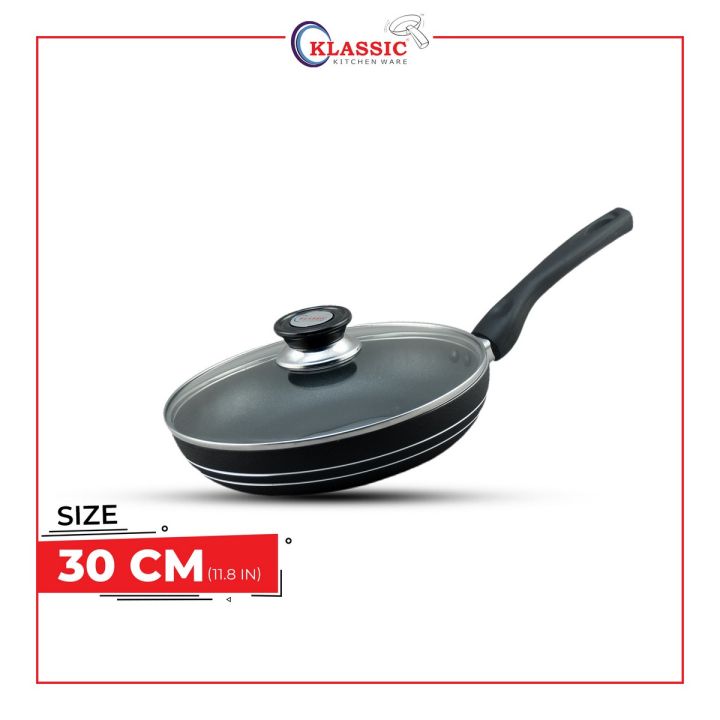 KLASSIC Round Frying Pan with Glass Lid 30Cm Non Stick