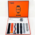 MardenMart - 7 In 1 Straps Ultra Smart Watch | Golden Edition | 2.02 Inch Bezel Less Display | BT Calling | All Fitness Tracking Features T800 ULTRA G9 Ultra Pro Ultra 9 Max X8 T900 Ultra Z76 Ultra S9 Ultra Max. 