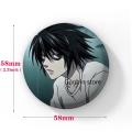 58mm Japanese Anime Death Note Enamel Pins Handmade Round Brooch L Killer Yagami Light Cosplay Badge Backpacks Jewelry Gifts. 