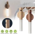 AT - LED USB Wireless Wood Stick Night Light Warm Motion Sensor Wall Lamp Magnetic Corridor Cabinet Wardrobe Light Decor Home Light - 1 Piece. 