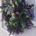 Heart Wreath Artificial Lavender Wreath Valentines Day Door Wreath for Front Door Wall Home Wedding Decoration. 