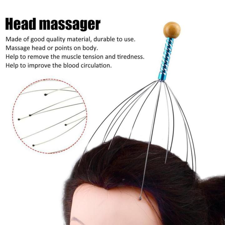 Manual Head Massager-Scalp Head Massage Outlet-Head Scalp Massager Steel Scalp Prongs Scratcher-Handy head massager Neck Scalp Massage Head Massager tools Equipment Stress Relax Stainless Steel Handle Manual Health Care-Handy Head Massager