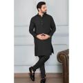 Black Stitched Kurta Pajama for Men: A Timeless and Classy Traditional Attire. 