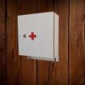 wall mounted wooden first aid box Security locker plus keys holder. 