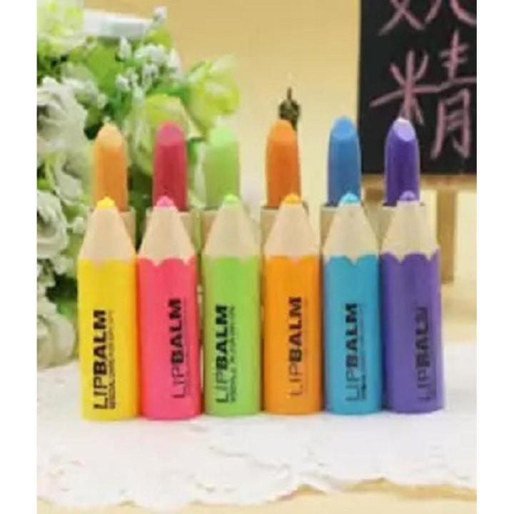 Lip Balm Crayons Funny Pencil Shaped Moisturizer Lip Stick Balm (Pack of 6)