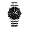 Men Watch Stainless Steel Push Button Hidden Clasp Waterproof Luminous Date Week Sport Wrist Watches. 