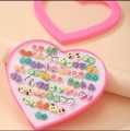 Stud Tops Earring for Girls and baby girls in a heart shape box (pack of 36). 