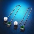 Women Silver Plated Thin Chain String Dangle Long Line Liner Threader Earrings. 