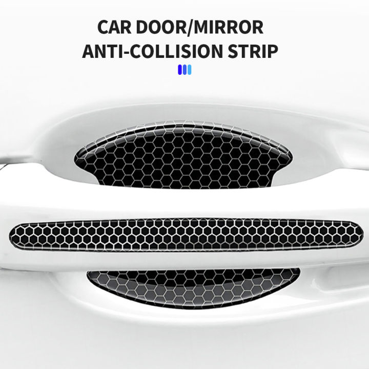 FG 2Pcs/4Pcs Car Rear Mirror Door Bowl Handles Reflective Protective Sticker Film Protector Trim Sticker Anti-Scratch Car Handle Bowl Strip Protection