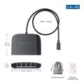 Cable Matters (201069-BLK) USB C to 4-Port Gigabit Ethernet Switch for Network Sharing on The Move (Thunderbolt Ethernet Splitter, USB C Network Switch, USB C Gigabit Switch) Compatible with Thunderbolt 4 / USB 4. 