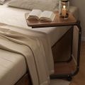 Portable Side Table End Table With Storage Pocket And Rolling Wheels. 