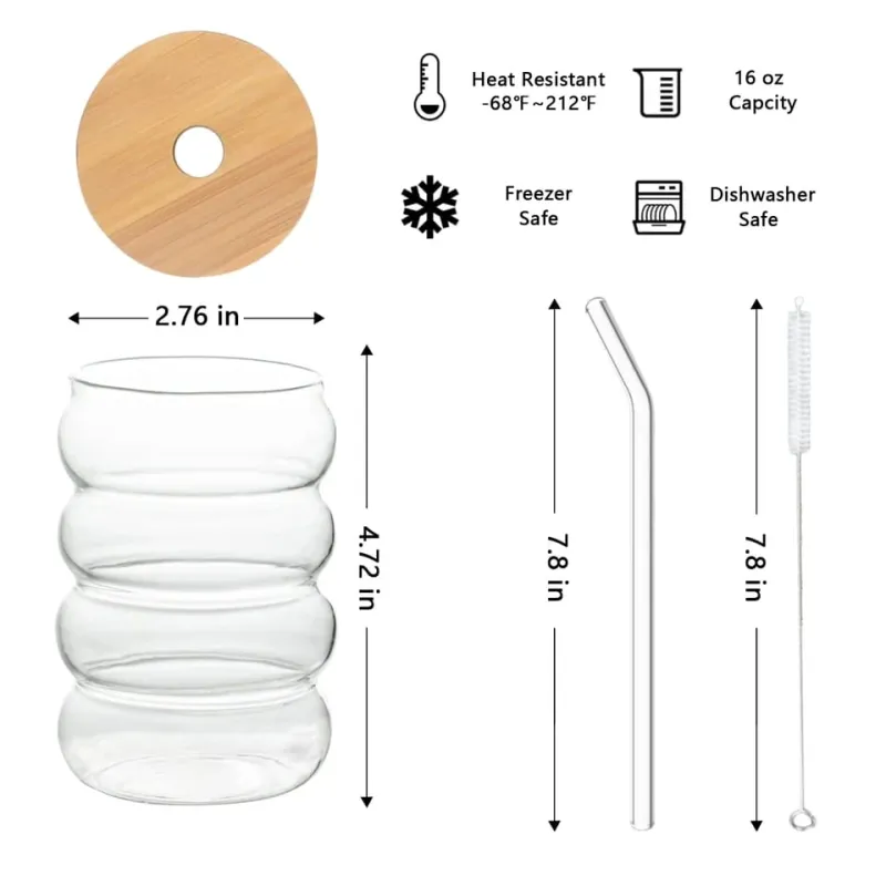 Ribbed Round Glass Sipper
