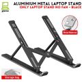 Aluminium Laptop Stand Silver & Black With Detachable Single & Dual Fan Stand For Laptop - 7 Gear To Adjust Height & Anti Slip Rubber Grip - Full Metal Body Adjustable Portable And Foldable Laptop Stand. 