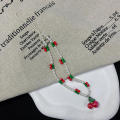 Cute Accessory  Chain Decorative Cherry Design Anti-Lost Beaded Lanyard  Beads Korean Keychain for For iPhone For Samsung Camera Users Jewelry Addition Keyholder. 