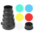 【AiBaby Store】（NEW）Conical Snoot Flashlight Lamplet Kit With Cellular Net 5 Pcs Color Filters For Photography Lights Below 250W. 