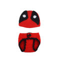 Crochet Deadpool Newborn Baby Costume Baby Girls Boy Photo Props Accessories Handmade Toddler Clothes Infant Coming Home Outfits. 