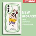 JIUMOO For Samsung galaxy S21 Case Cartoon Crayon Shin Chan Colorful Lovely Wave Border Soft Clear Shockproof Phone Cases Creative Camera Transparent Casing Simple Gentle Protective Cover. 