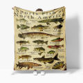 DESCENTE Fish Design Blanket Colorful Fish Print Blanket for Fishing Fans Machine Washable Flannel Throw for Bed Sofa Couch Perfect Gift for Buyers' Favorite Fish-themed Cozy Throw. 