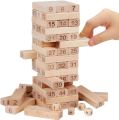 Jenga Wooden Blocks Number and Multicolor 54 Blocks with 4 Dice Stacking Tumbling Tower - Large Size Tower. 