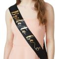 Bride to Be Sash - Bachelorette Party Sash Bridal Shower Hen Party Wedding Decorations Party Favors Accessories (Black with Gold Lettering). 