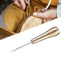OIMG 3 Needles Copper Handle Sewing Awl Leather Shoe Repair Tool. 