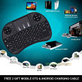 Mini Wireless Keyboard RF-500 with 3 Color RGB Backlit, 2.4GHz Wireless Mini Keyboard Rechargeable Controller with Touchpad Mouse Combo, Compatible with Android TV Box, IPTV, HTPC, Smart TV, PC,etc.. 