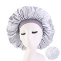 Large Night Sleeping Cap Hair Bonnet Hat Head Cover Satin WiBand Adjust Caps. 