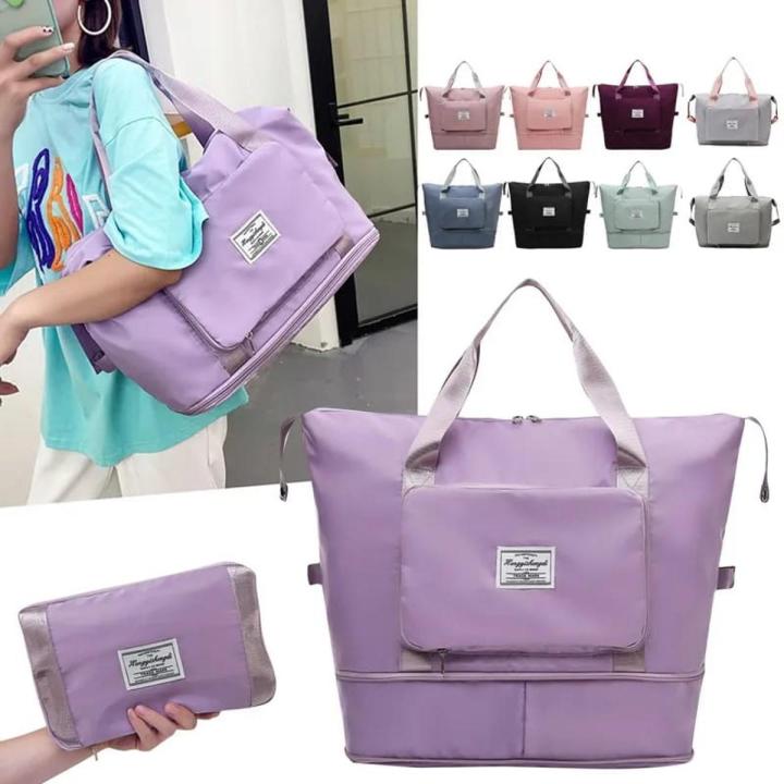 Large Capacity Foldable Travel Bag, Waterproof Oxford Fabric, Expandable Travel Bag for Women, Sports Travel and Holiday