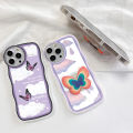Hontinga for Infinix Zero 20 Back Cover Free Holder Beautiful Butterfly Soft Wavy Case Camera Protection Transparent TPU Phone Cover. 