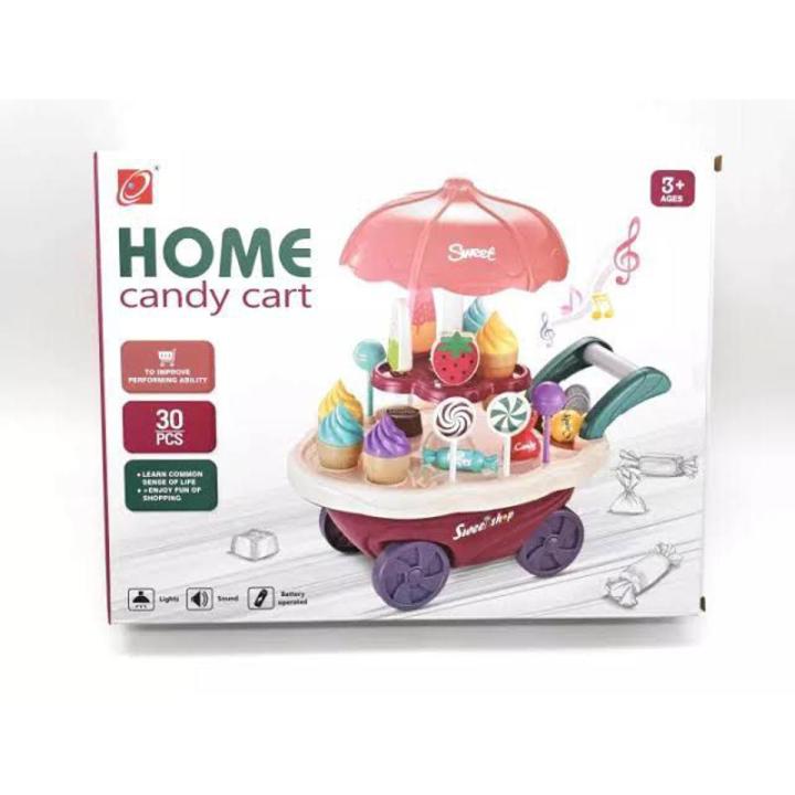 Ice Cream Toy Sound Light Simulated Mini Rotating Ice Cream Truck Candy Confectionery Trolley Car Pretend Play Kitchen Toy