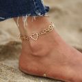 Huitan Metal Rock Chains Anklets for Women Cool Foot Accessories Snake Lock Key Heart Charms Daily Wear Ankle Bracelet Jewelry. 