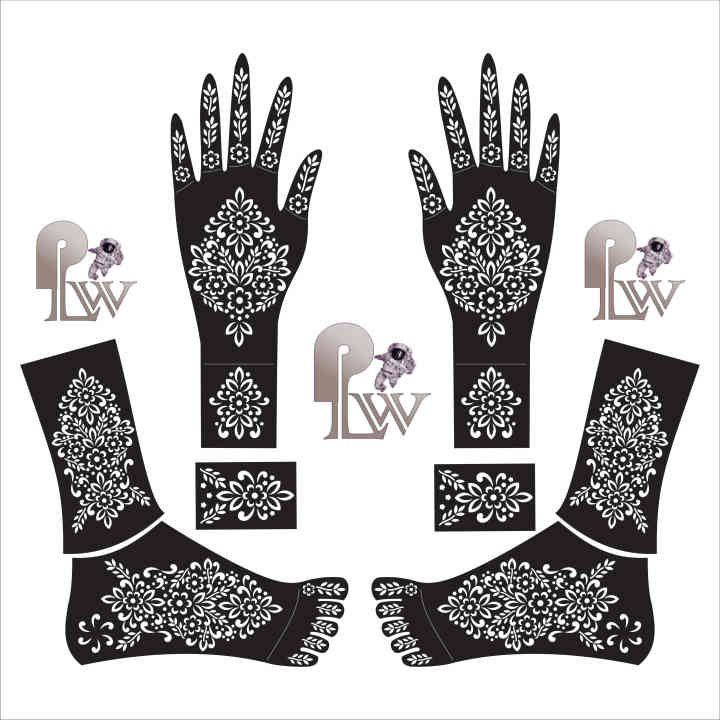 Bridal Mehndi Design Stencils Hand and Foot