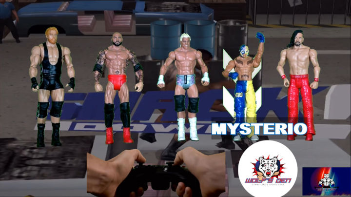 Alpha Roster Jack Swagger, Batista, Dolph Ziggler, Rey Mysterio and Shinsuke Nakamura WWE Action Figures