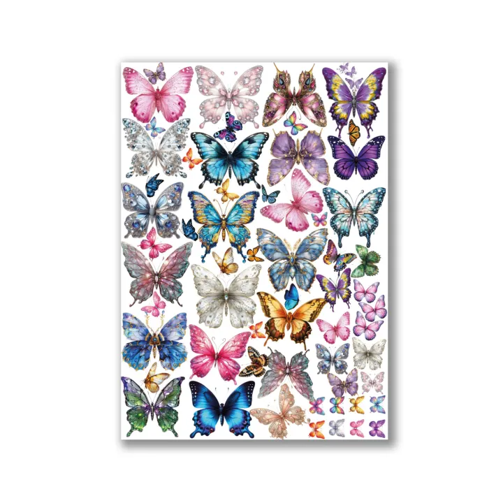 A4 size (21x30cm) Uncut Butterflies sticker sheet, Aesthetic and ...