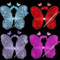 3 Pcs/ Set Kids Children Costume Cosplay Angel Wings Magic Wand Prop Girls Butterfly Fairy Wings Costume. 