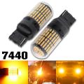 2X 7440 Canbus Super Bright Error Free LED Bulb T20 W21W 144 SMD Amber for Reverse Tail Turn Signal Light. 