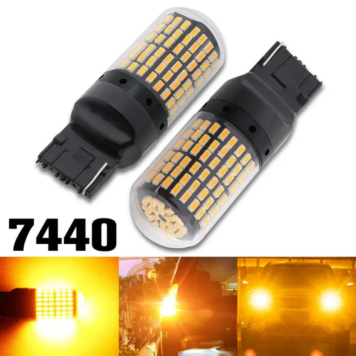 2%20Pieces%207440%20Canbus%20Super%20Bright%20Error%20Free%20LED%20Bulb%20T20%20W21W%20144%20SMD%20Orange%20Color%20for%20Turn%20Signal%20Indicator%20Light%20-%20Image%202